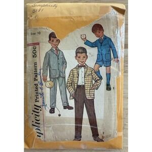 Simplicity 3181 Vintage 50's Boy's Jacket & Pants Sewing Pattern Size 10 Cut